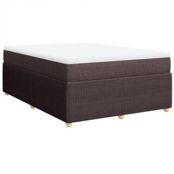 Cama Box Spring con Colchón de Tela Marrón Oscuro 140x190 cm