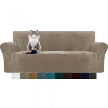 MAXIJIN Fundas de sofá de Terciopelo Grueso, 3 plazas, Antideslizante, elástico, para Perros, Gato, 3 Pieza, Protector elástico para Muebles, Fundas de Felpa para sofá