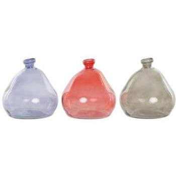 Jarrón DKD Home Decor Cristal Templado Negro, Rojo y Azul Marino 17x17x18 cm (Set de 3 Unidades)