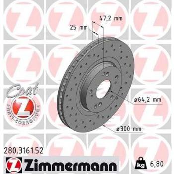 Disco de freno ZIMMERMANN 280.3161.52