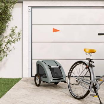 vidaXL Pet Bike Trailer - Grey Oxford Fabric and Iron, features include durable oxford fabric, sturdy iron frame, adjustable safety leash, quick-release wheels for easy storage, reflective strips for visibility, spacious interior for pets up to 40 lbs (18