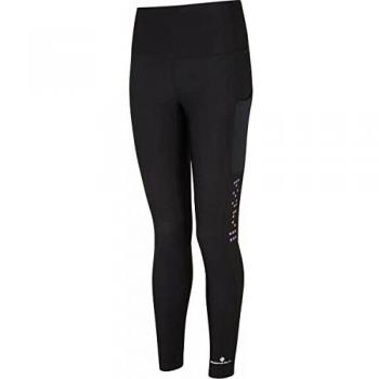 Mallas largas Ronhill Tech Winter para correr mujeres - Negro, características: tejido térmico, ajuste ceñido, cintura elástica con cordón, reflectantes para visibilidad en condiciones de poca luz, costuras planas para mayor comodidad y