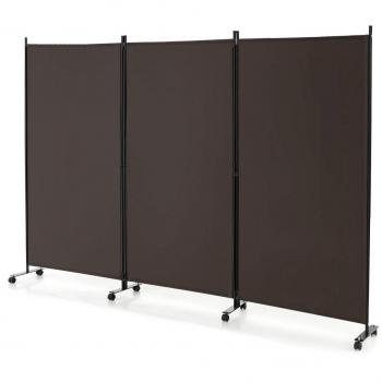 3-Panel Folding Room Divider with Lockable Wheels - Screen-CF