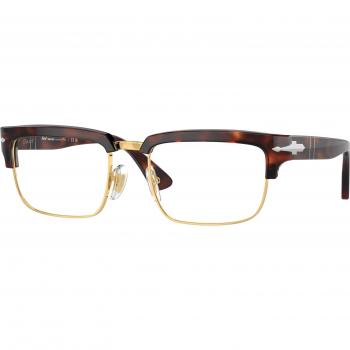 Persol PO3354S 24/GG Unisex Squadrata Havana Sunglasses, Gold Frame, Size 56, Blue Light Block Available