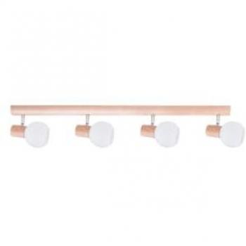 Lámpara de Techo Karin EPIKASA, Metal y Vidrio, Roble y Cromo, Blanco, 74x9,5x14,5 cm