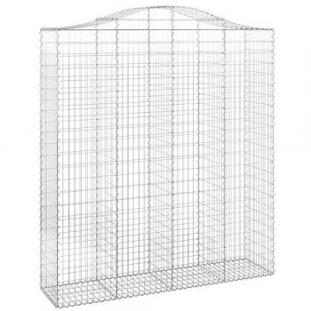 Cestas de gaviones 9 uds forma de arco hierro 200x50x220/240 cm Plateado