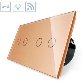 Interruptor táctil + remoto 4 botones frontal golden LEDBOX