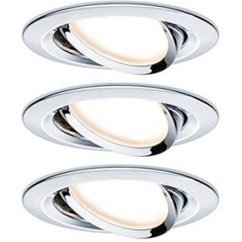 Set de 3 Luminarias Empotradas LED Nova Redondas Ajustables 6,5W 2700K GU10 Cromado