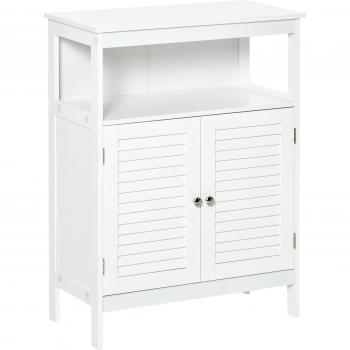 kleankin Mueble de Baño Armario Auxiliar con 2 Puertas de Persianas