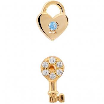 Pendientes asimétricos Good Lovers de plata bañados en oro amarillo 18k