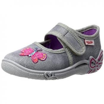 Pantuflas Superfit Belinda para Niñas, Color Gris Claro, con Cierre de Velcro y Diseño Moderno