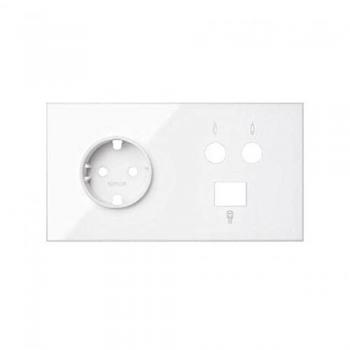 Kit frontal Simon 10020208-230 con 2 elementos, base, TV y RJ45 en color blanco mate