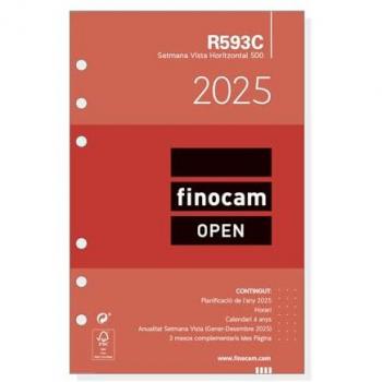 Finocam - Recambio Anual Open 2025 Semana Vista Horizontal (Enero 2025 - Diciembre 2025, 12 meses, Catalán)