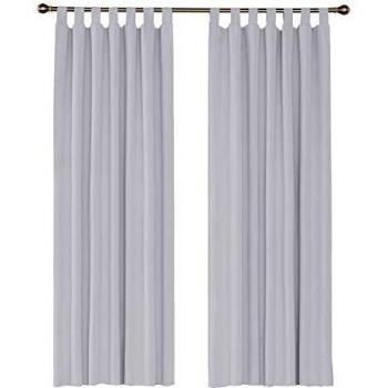 Amazon Brand - Umi Cortinas Salon Habitacion Opacas Aislantes Termicas con Trabillas 2 Piezas 140x290cm Blanco Grisáceo