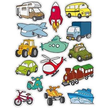 APLI Kids - Bolsa de gomets, 3 hojas, Los transportes