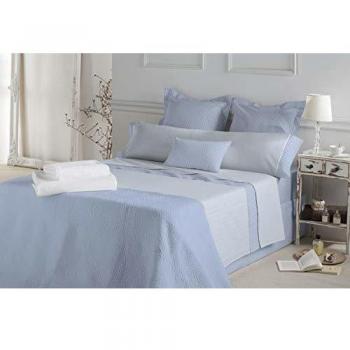 TEJIDOS EL MUNDO Juego DE SÁBANAS DE Franela Azul Cama 180 cm Denis