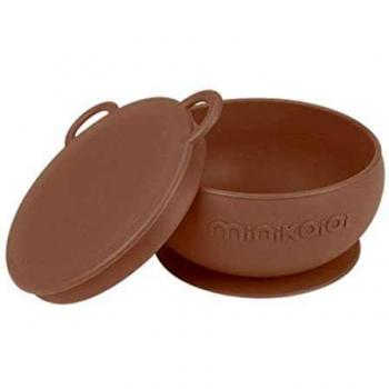 Tigela de Silicone Antiderrapante com Ventosa e Tampa Minikoioi - Beige Bubble