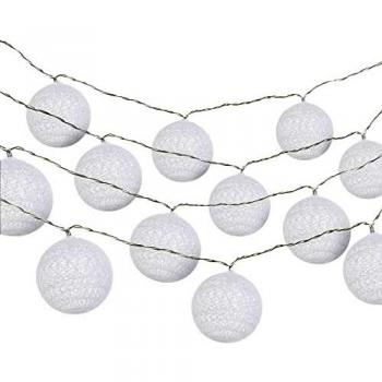 Outsunny Guirnaldas de Luces para Exterior 4 * 5,3 m con 4 * 20 Bolas LED Algodón Luces de Hadas Blanco Cálido IP44 para Decoración de Fiestas Bodas Patio Jardín Adornos de Navidad para Árbol