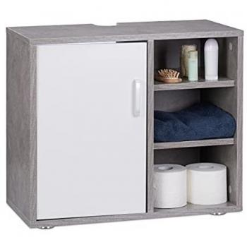 Mueble Lavabo con Pie y 3 Compartimentos, DM, Gris, 51 x 60 x 32 cm - Relaxdays