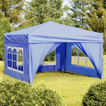 Carpa de Fiesta Plegable con Paredes Laterales 3x3 m Color Antracita, Taupé y Azul