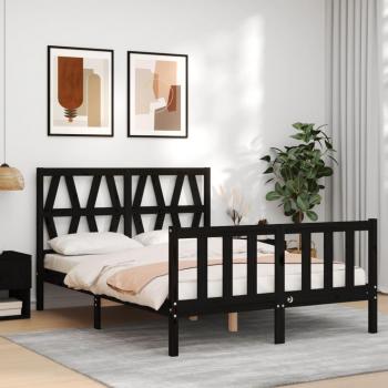 Estructura de cama con cabecero madera maciza negra 140x200 cm vidaXL