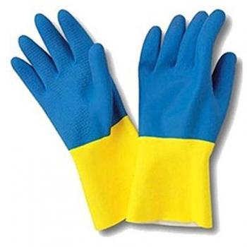 Sanyc Guante de Goma, Látex, Azul/Amarillo, Mediana