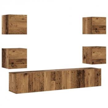 Muebles de TV de pared 6 unidades madera vieja compuesta