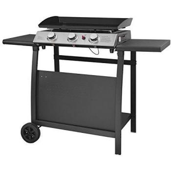 Plancha de gas Happy Garden Séville 3 quemadores 7,5 kW con carrito en hierro fundido negro