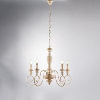 Araña Shabby Chic Cascina Blanco Tortora Vintage 5 Luces E14
