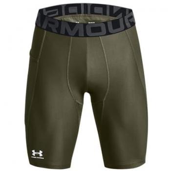 Malla corta Under Armour HeatGear Pocket Long verde caqui para hombre, talla M, tejido HeatGear que proporciona transpirabilidad y comodidad, con bolsillo integrado