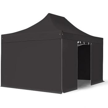 Carpa Plegable 3x4,5m Profesional de Aluminio 40mm Ignífuga con Laterales Sin Ventana, Negra
