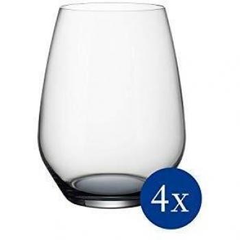 Villeroy & Boch Colourful Life Cosy Grey - Vasos de agua, 420 ml, cristal, transparente/gris, juego de 4