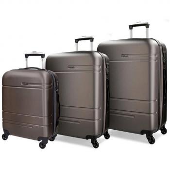 Movom Galaxy Juego de maletas Gris 55/69/79 cms Rígida ABS Cierre TSA 216L 4 Ruedas Dobles Equipaje de Mano