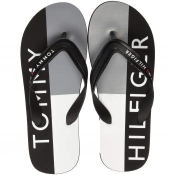Tommy Hilfiger Hilfiger Print Beach Sandal, Chanclas para Hombre, Negro