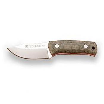 Cuchillo de Caza Bushcraft Joker Erizo TS1 - Acero Böhler N695, Puño de Canvas Micarta Verde, Hoja de 7,5 cm, Funda de Piel Negra