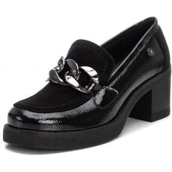 Mocasines de Mujer XTI 143206 Negros de Material Vegano con Hebilla Decorativa Talla 39