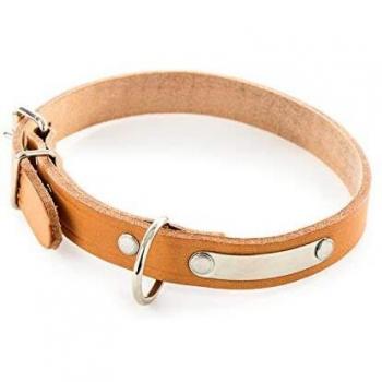 Collar de perro de cuero con placa identificativa Martin Sellier