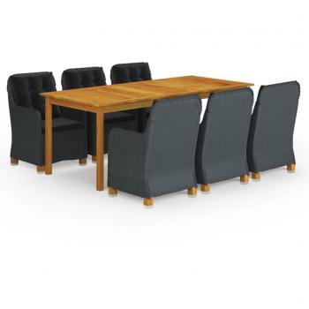 Juego de comedor para jardín de 7 piezas en gris oscuro