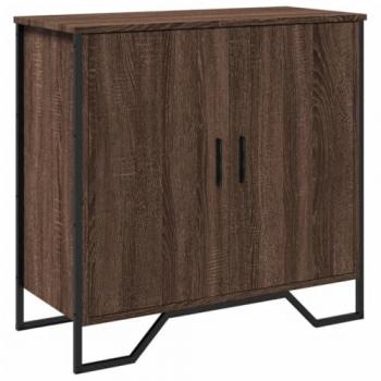 Aparador de madera de roble marrón 78x35,5x74,5 cm con patas de metal modernas y amplio almacenamiento