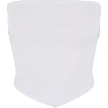 Urban Classics Ladies Knotted Bandeau Top - White - Size M to XL