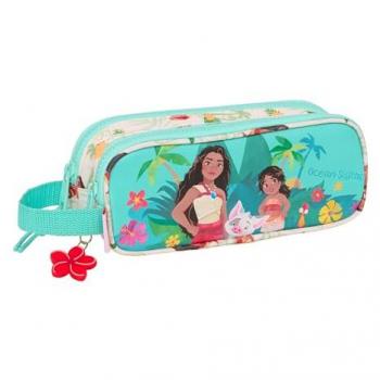 Portatodo Doble Vaiana Azul Beige 21 x 8 x 6 cm, Estuche Infantil, Ideal para Niños en Edad Escolar, Cómodo y Versátil, Calidad y Resistencia