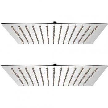 vidaXL 2X Cabezales Ducha Efecto Lluvia Acero Inoxidable 30x30cm Cuarto Baño