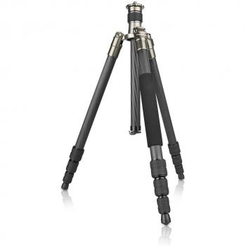 Mantona Titanium Carbon Stativ - Trípode Completo, Gris metálico
