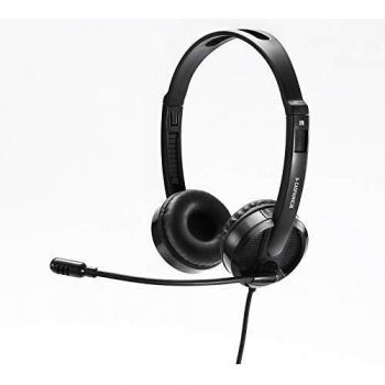 Auriculares con cable HEDEN, doble jack 3.5mm, micrófono giratorio y diadema ajustable en negro