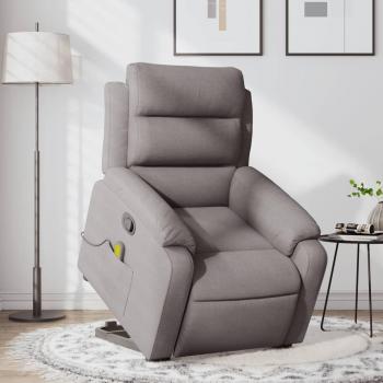 Sillón reclinable de masaje elevable tela gris taupé Vidaxl