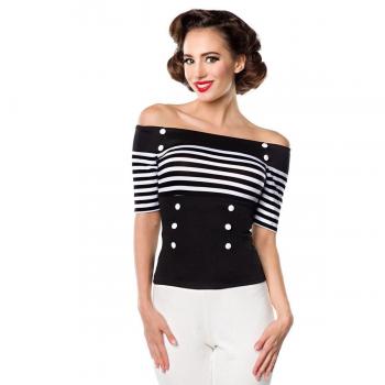 Belsira Jersey-Top Camiseta Mujer Negro-Blanco XXL