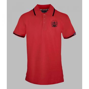 Aquascutum Men's Tipped Aldis Red Polo Shirt - Size Medium (38/Regular)