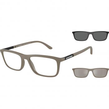 Emporio Armani EA4160 Col. 54381W Men's Square Sunglasses Brown with Clip-On, Size 55, Blue Light Block Available