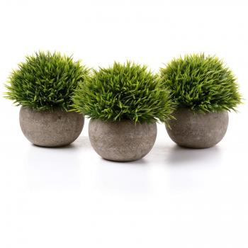 T4U Plantas Artificiales Plásticas Flor Decorativa en Maceta para Oficina en Casa Verde Paquete de 3