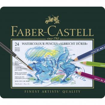Faber-Castell Knstler Watercolour Pencil Albrecht D & # x161 RER, 24 Assorted Colour in Metal Case